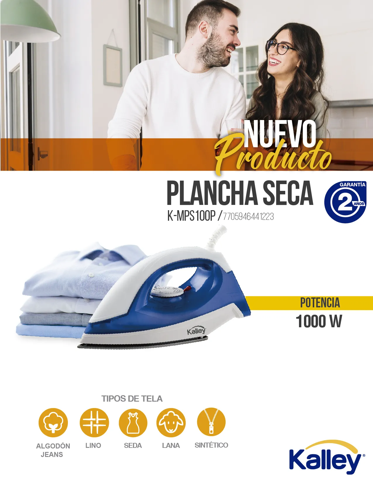 Plancha de Ropa Kalley Seca 