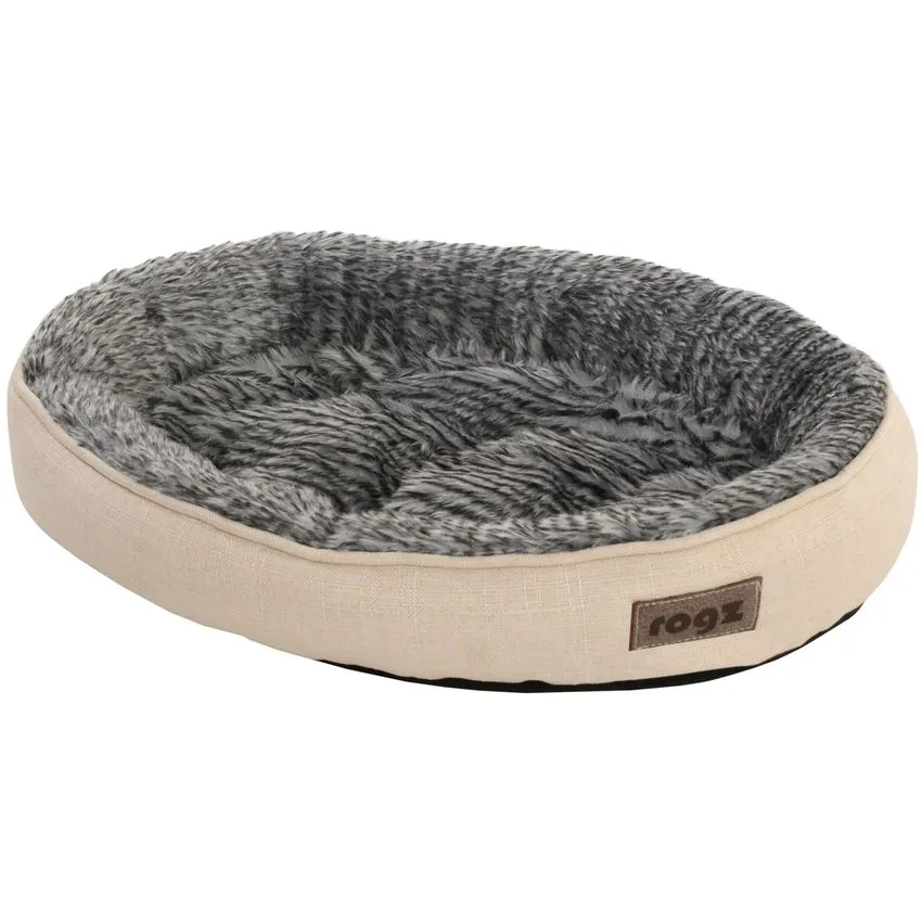 Cama Perros Gatos Rogz Oval Pudz Beige Lavable Talla S