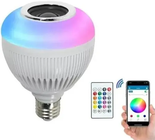 Bombillo Parlante 12w Bluetooth Luces Led Rgb + Control