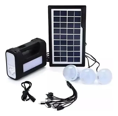 Kit Panel Solar Batería 3 Bombillos D 3w Carga Usb 5v Gd8017