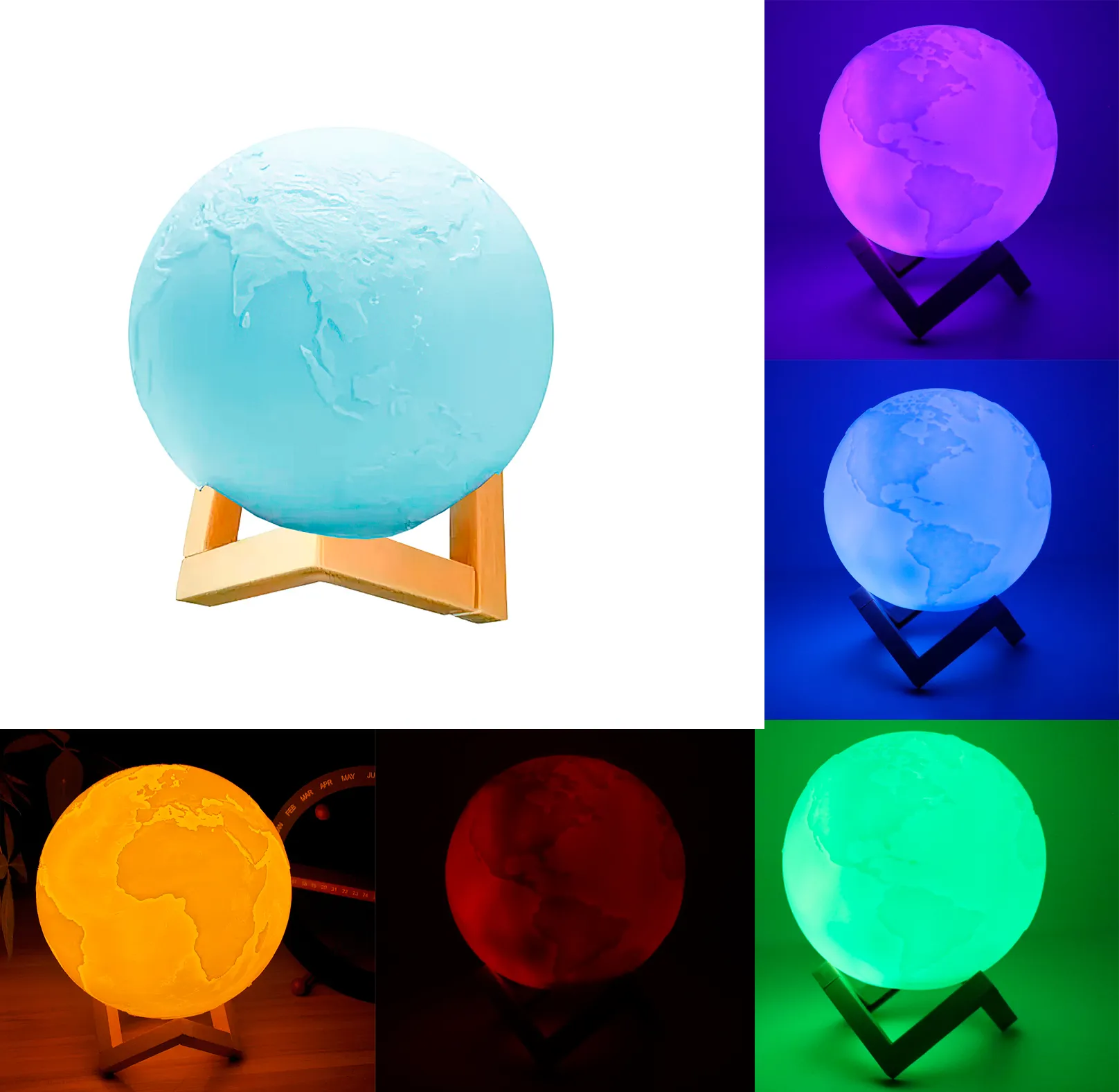 Lampara Planeta Tierra Azul Luminosa 3D