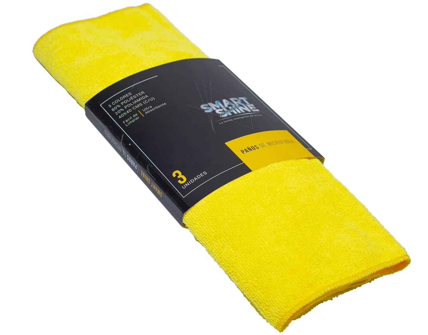 Paños Microfibra Amarillo 3 Pk 40x40cm + Guante Microfibra