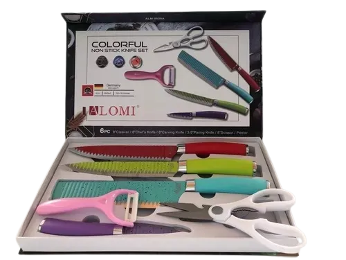 Set De Cuchillos Color Hojas Antiadherentes Acero Inoxidable