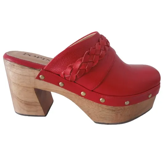 Sueco En Cuero Para Mujer CALZADO GUERREROS PS-001 Rojo