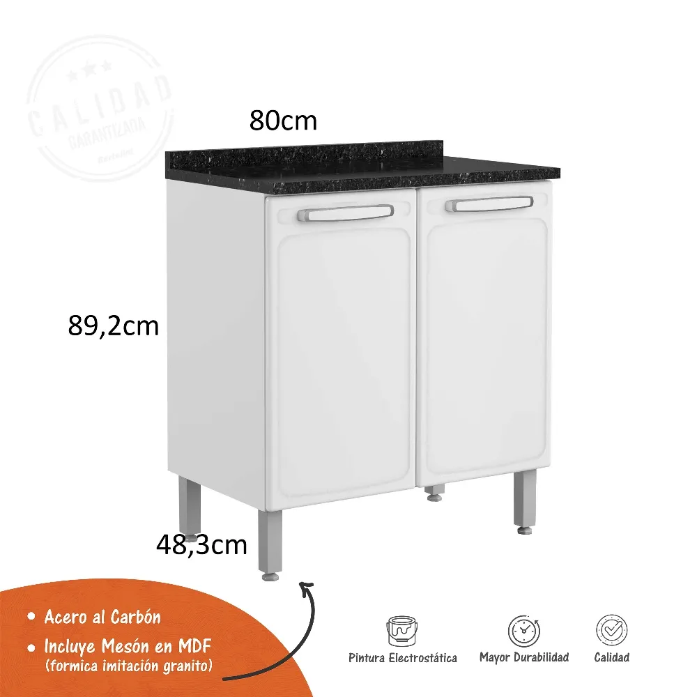 Mueble Base Gourmet 80cm con Mesón Blanco