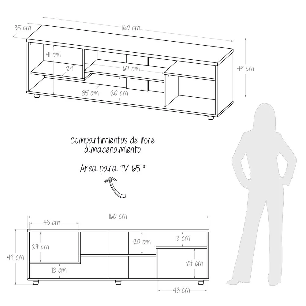 Centro Entretenimiento Mueble Para TV Bertolini Color Gales