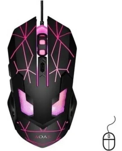 Mouse Gamer K20 Aoas Alámbrico Iluminado Rgb Ergonómico