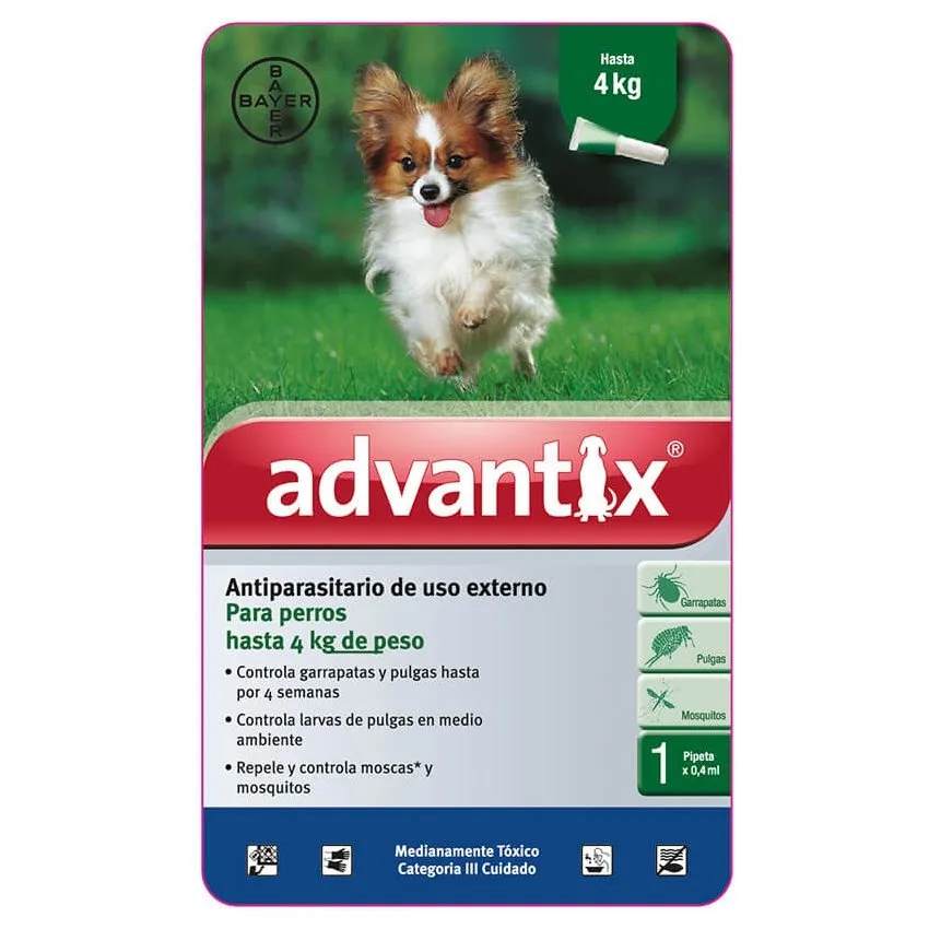 Advantix Antiparasitario Perros Hasta 4Kg Pipeta 0.4Ml