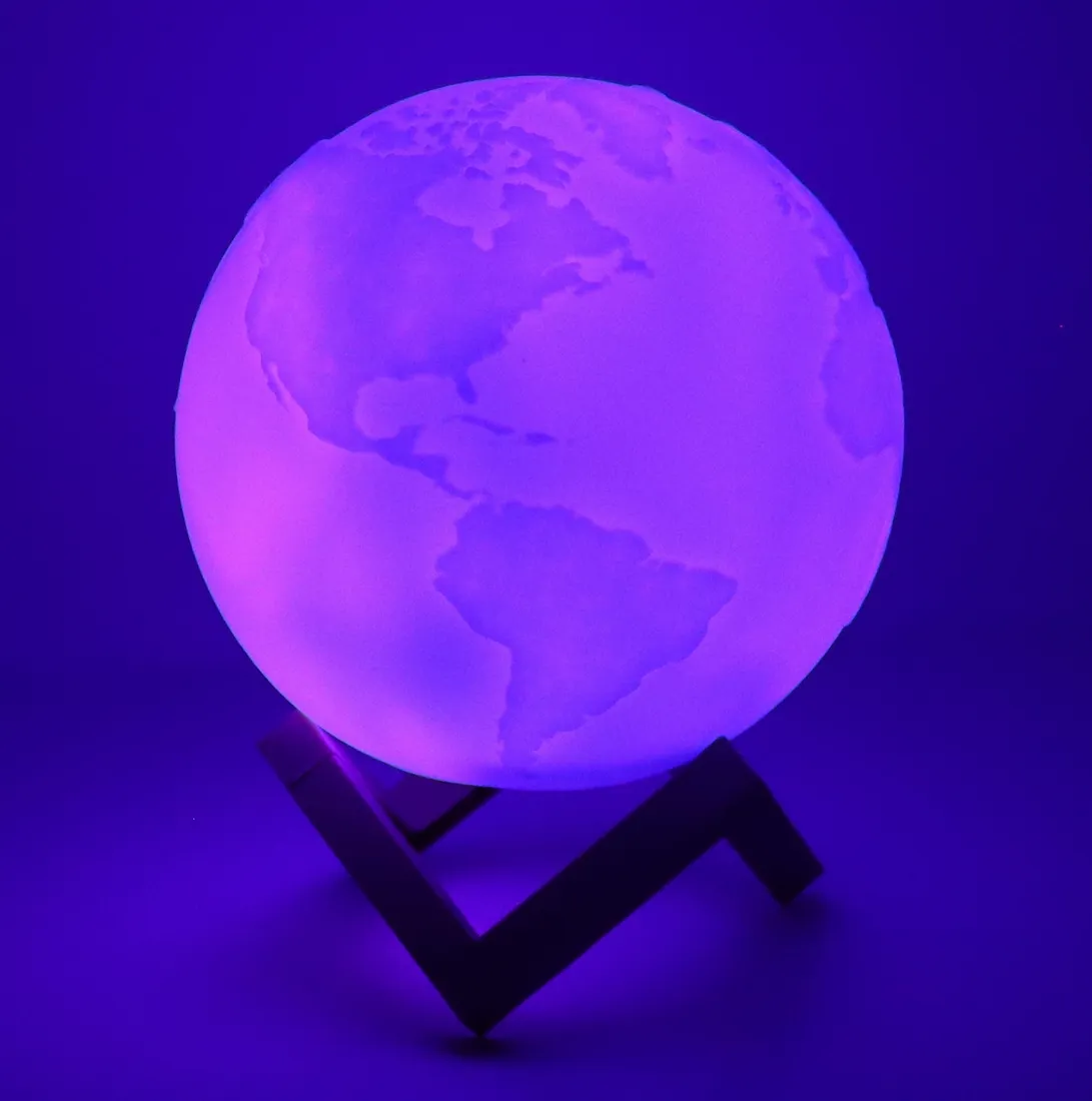 Lampara Planeta Tierra Amarilla Luminosa 3D