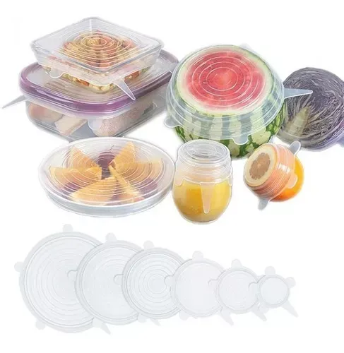 Tapas Elásticas Silicona Set 6 Sellado Alimentos Recipiente