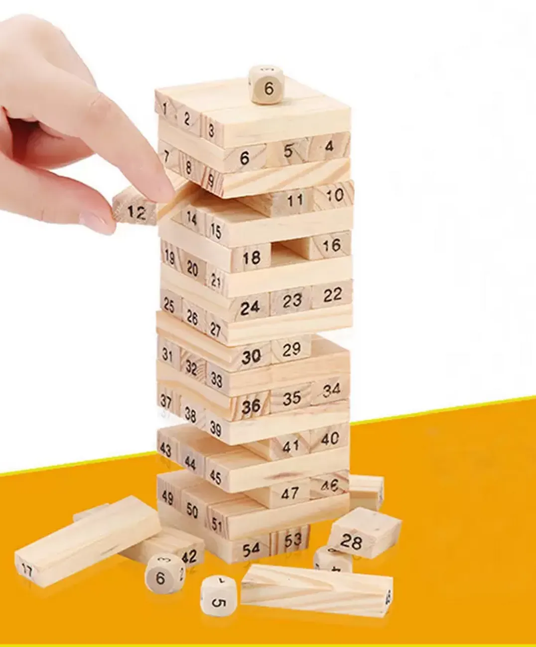 Jenga Tipo Torre Grande Madera Bloques 48pc Dados Juego Mesa