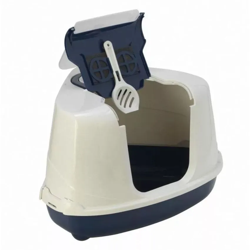 Arenero Sanitario Gatos Moderna Flip Top Esquinero Azul