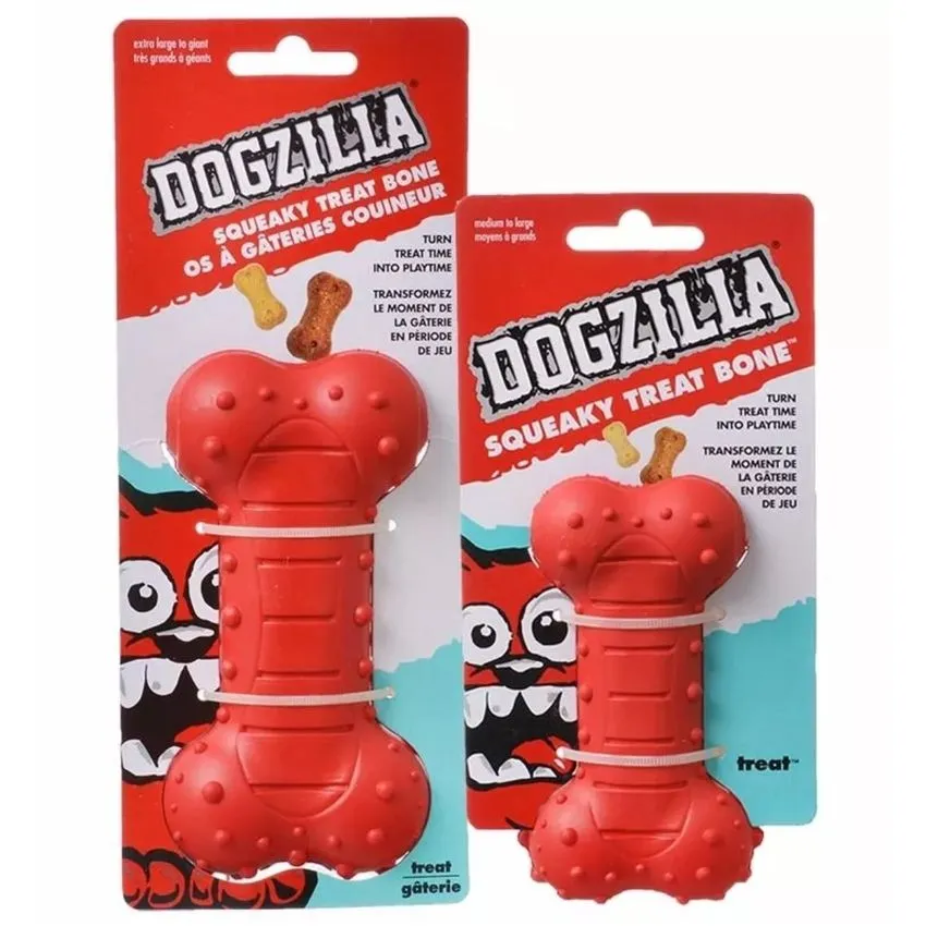 Dogzilla Squeky Treat Bone Hueso Interactivo Talla L