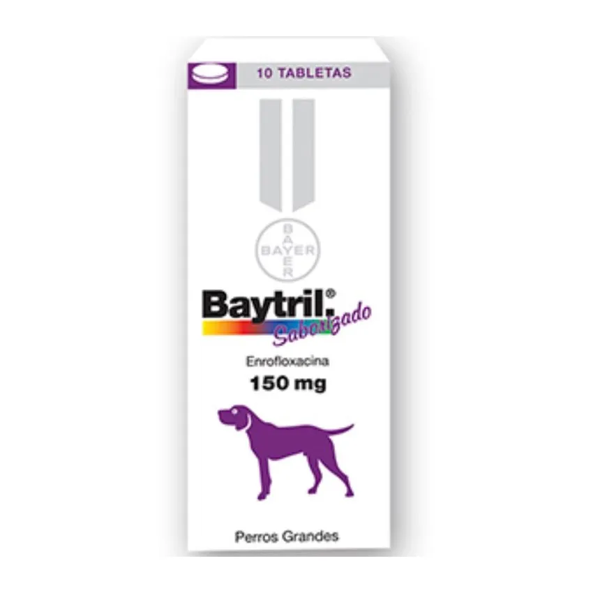 Baytril Antibiotico Perros Grandes 150Mg X10Tabletas