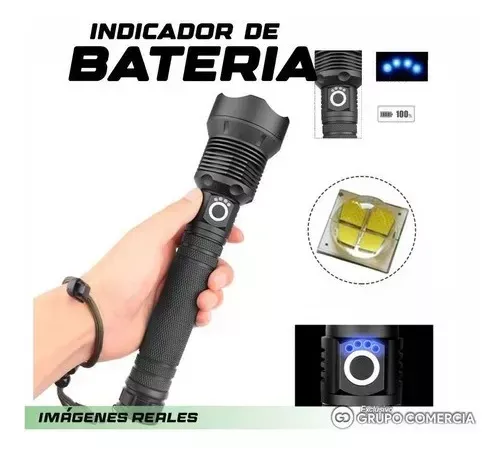 Linterna Alta Potencia 6 En 1 Enfoque 8000lm Zoom Recargable