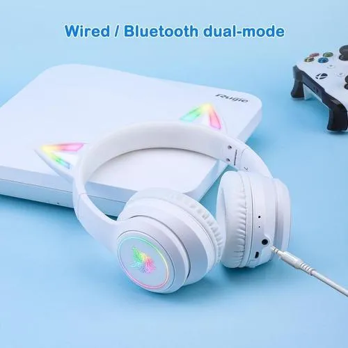 Audifonos Gamer Onikuma Original B90 Con Orejas Blancos Bluetooth Rgb