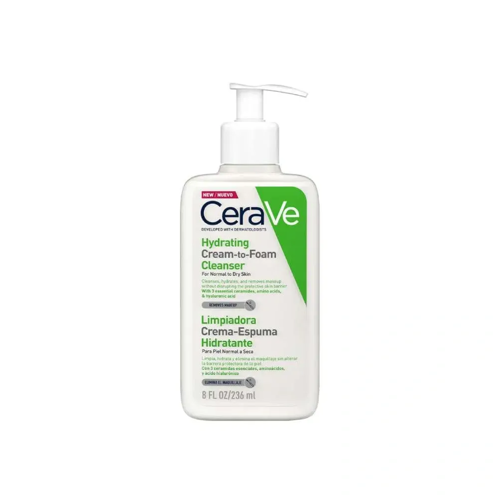 CeraVe Limpiadora Crema-Espuma Hidratante - Limpiador Facial Suave 236 ml