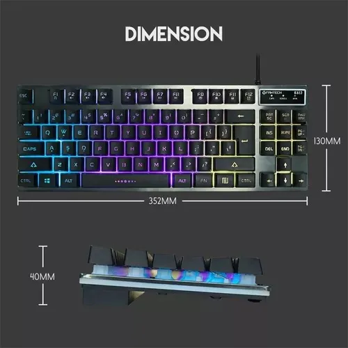 Teclado Gamer Fantech K613 Rgb, 87 Teclas, 19 Llaves Antighost