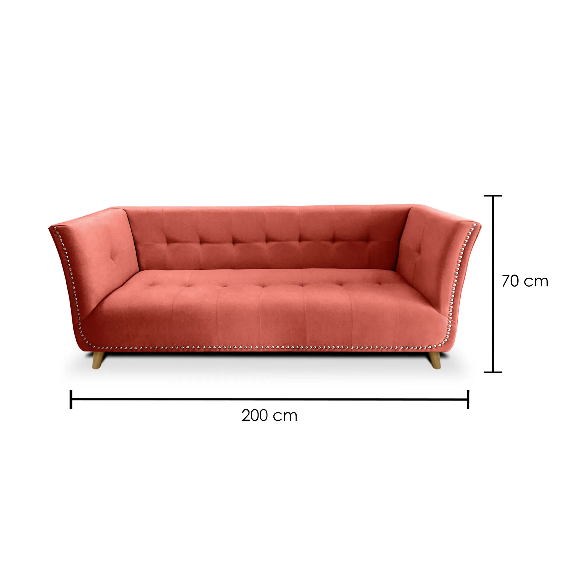 Sofa Homer 3 Puestos Color Coral