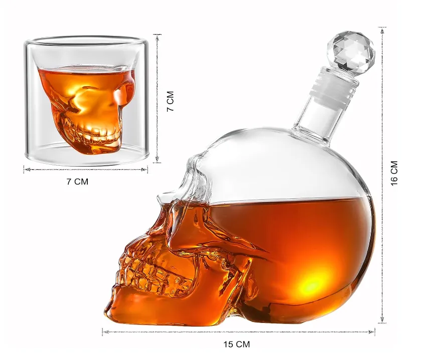 Decantador De Whiskey Licorera Calavera + Vasos