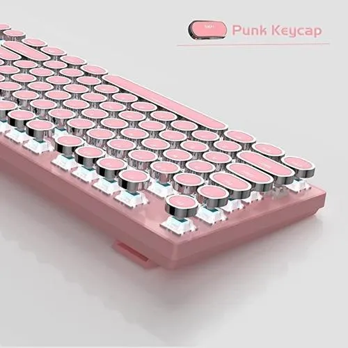 Teclado Gamer Mecánico Teclas Redondas Led Rgb Con Ñ Rosado