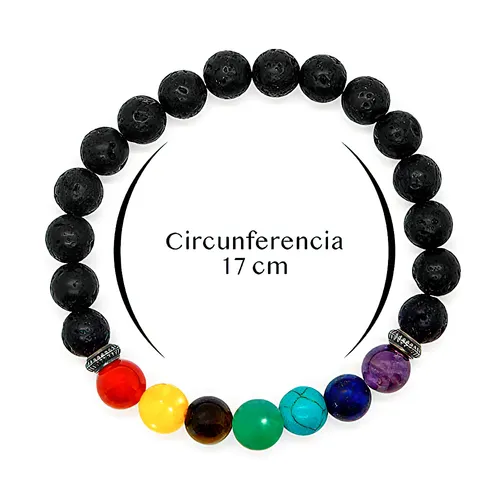 Pulsera 7 Chakras - Piedra Volcánica