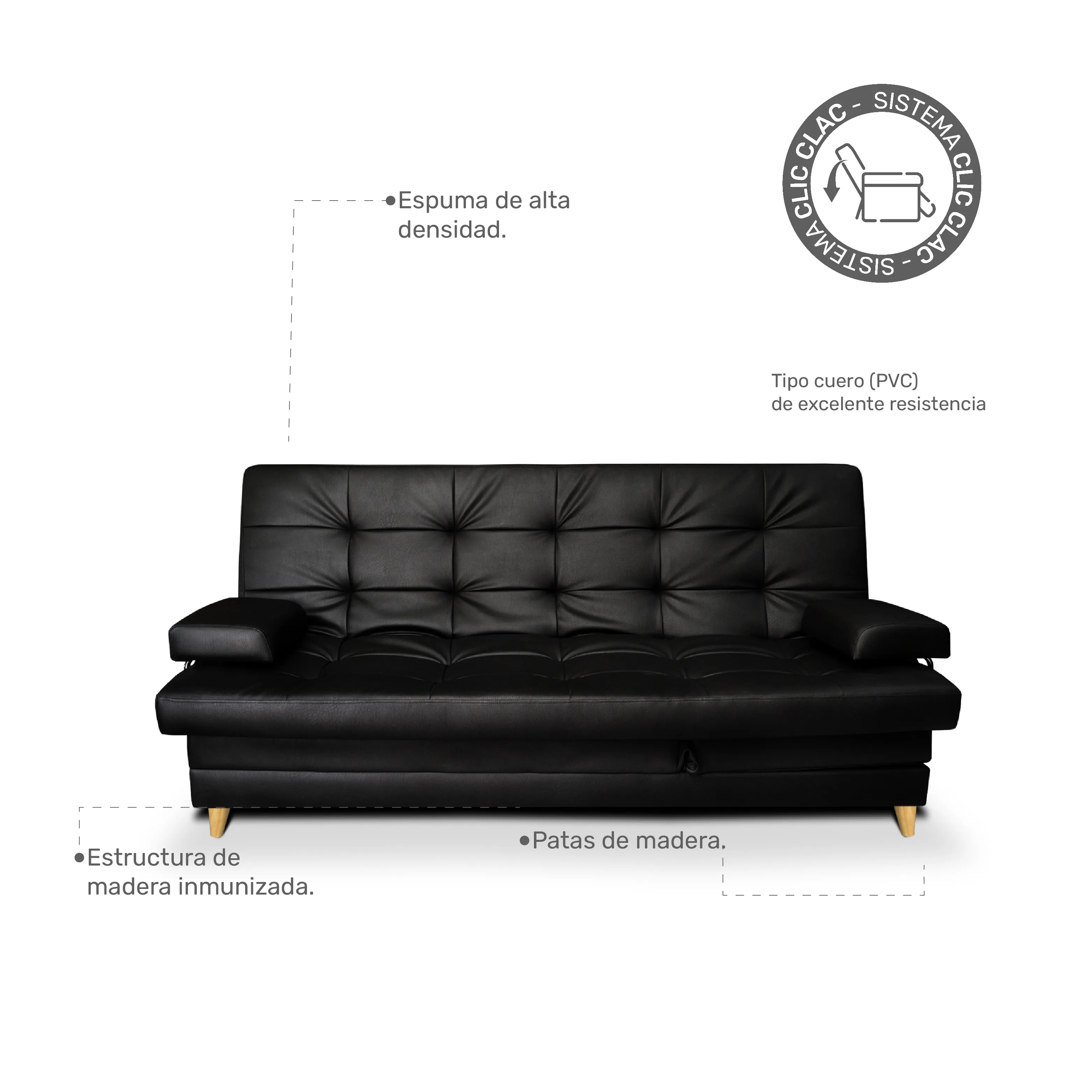 Sofa Cama Suave Color Negro