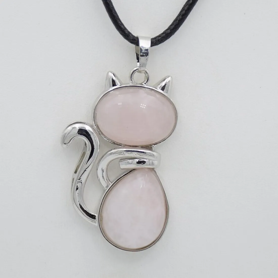 Collar Gato Cuarzo Rosa + Estuche