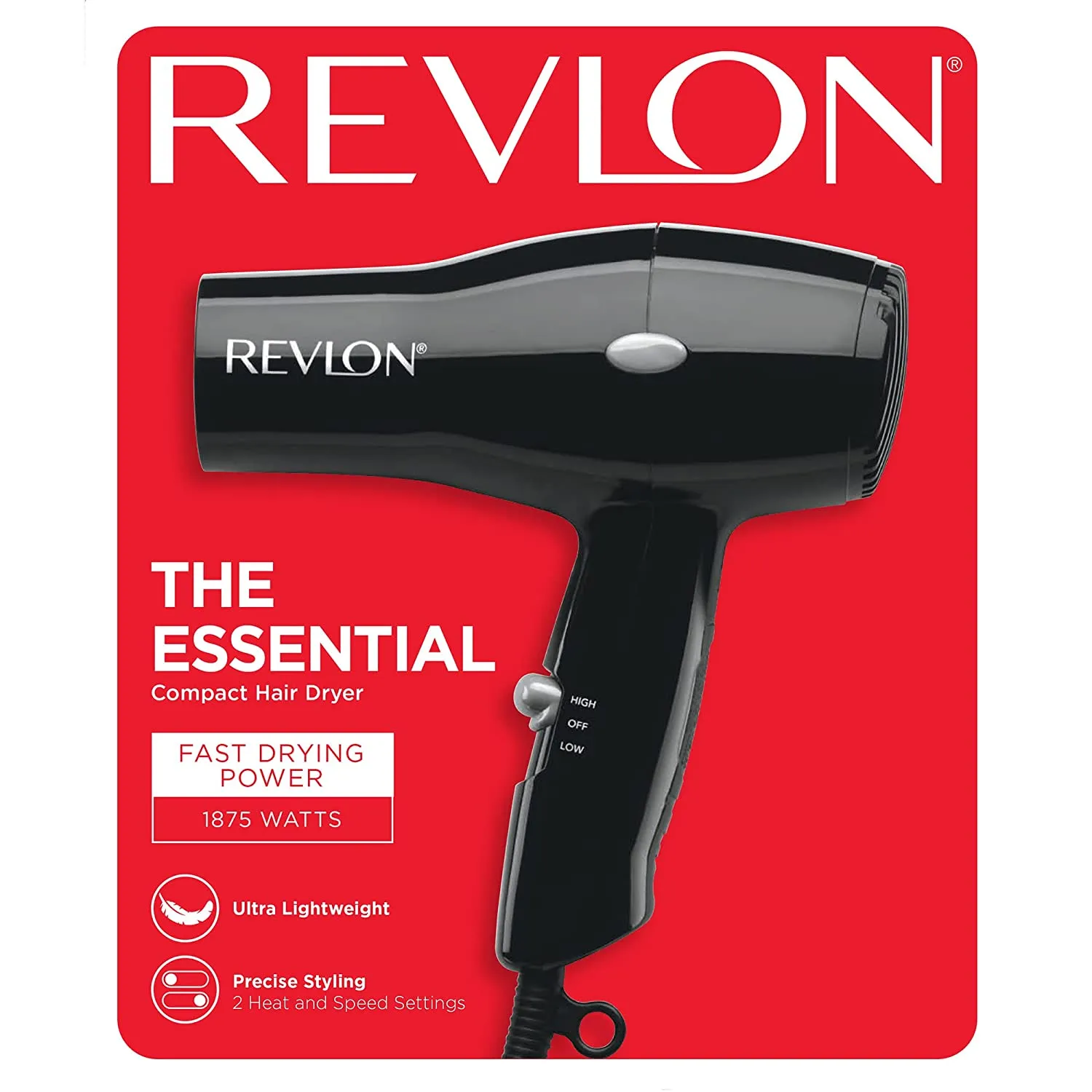 Secador De Pelo Revlon 1875w Ligero Y Compacto Negro