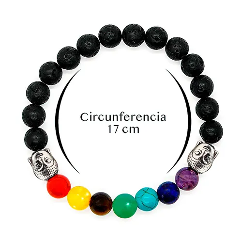 Pulsera Buda 7 Chakras Cuarzos Piedra Volcánica