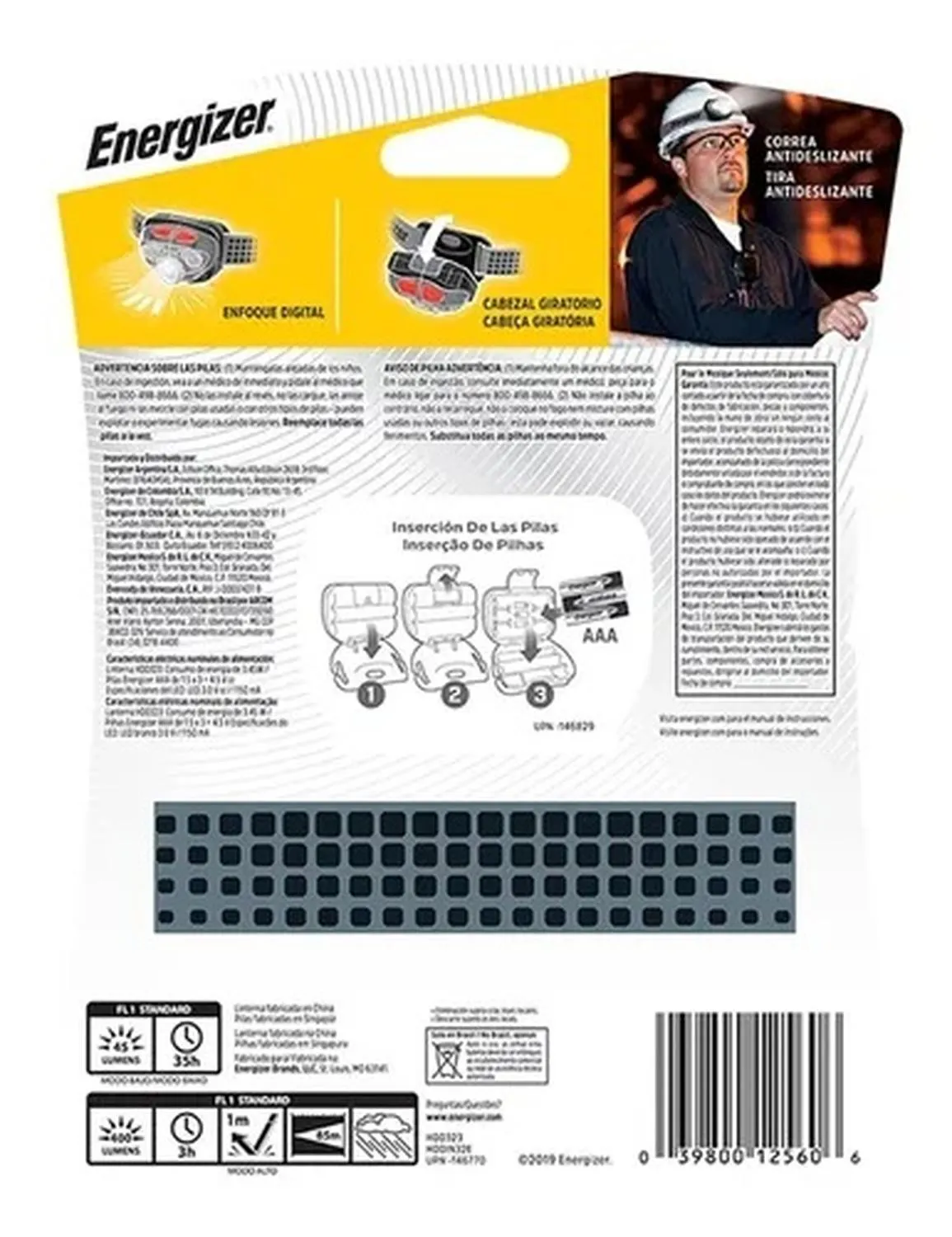 Linterna Manos Libres 400 Lumens Energizer x 5 Und