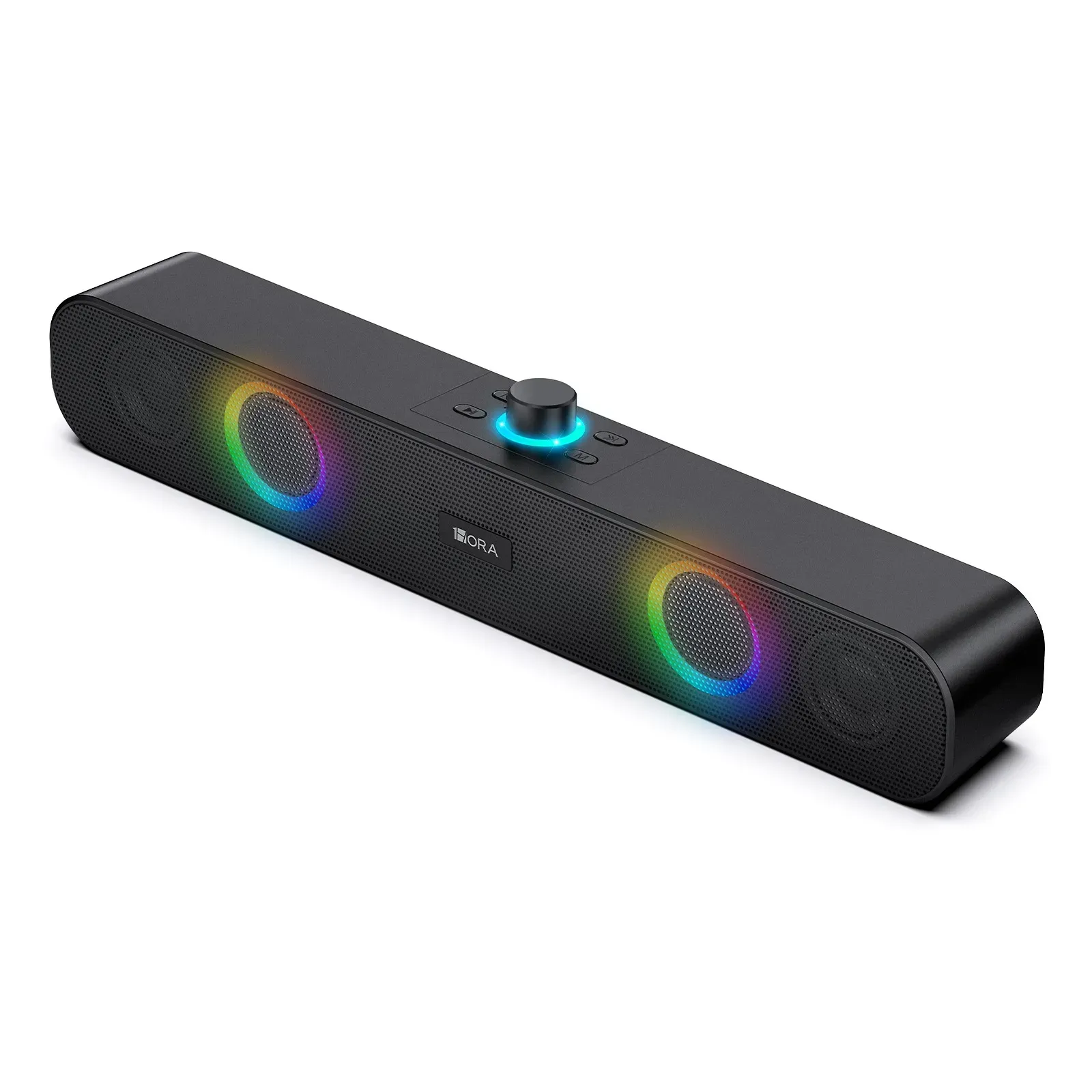 Bocina Bluetooth Speaker 1Hora BOC241 para PC Inalámbrica RGB Soporte 3.5 mm AUX TF USB para Interior Hogar y Fiesta Color Negro 110V/220V