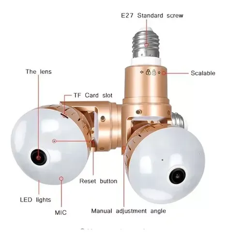 Cámara Bombillo Wifi Flexible 360º Nocturno Ip