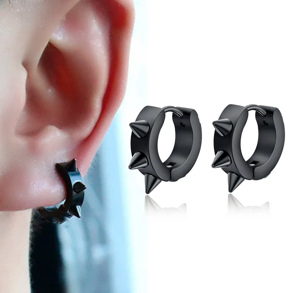 Aretes Candonga Puntas Negra Acero