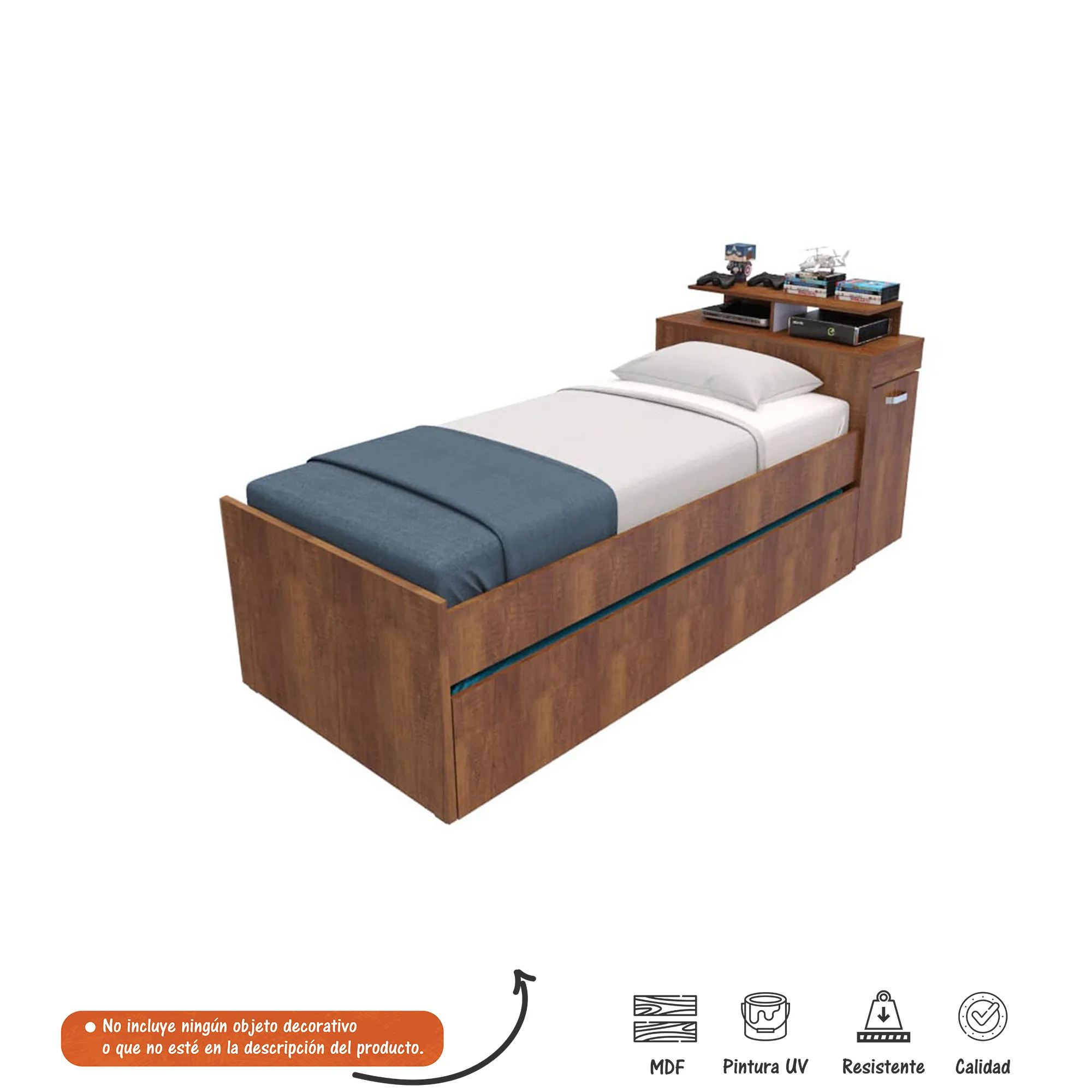 Cama Multifuncional - Dos Camas Y Escritorio Extensible Marriol Bertolini - Caramelo