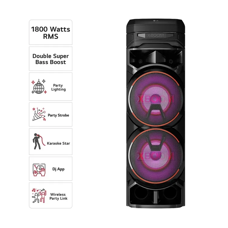 Minicomponente Lg Xboom Rnc9 1800 Watts Negro Torre De Sonido