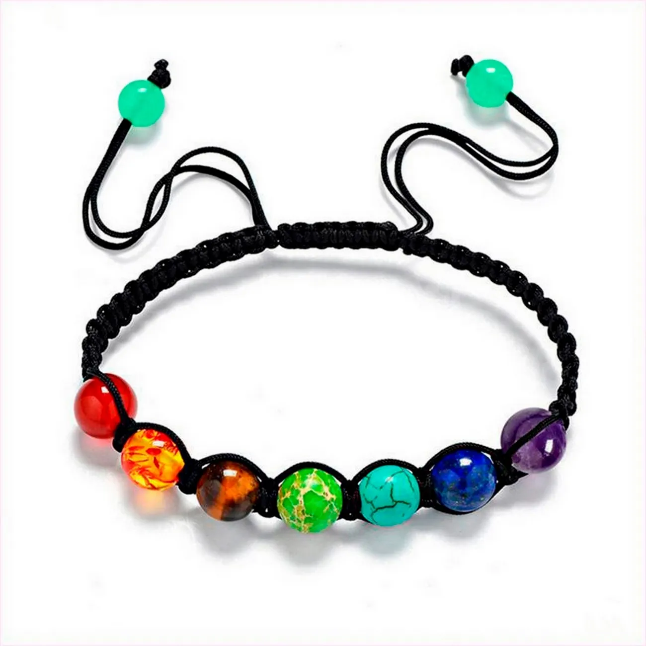 Pulsera 7 Chakras Cuarzos Tejida Unisex + Estuche 