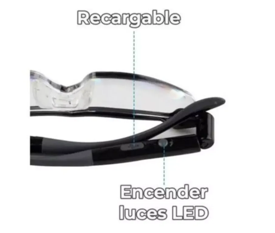 Gafas Aumento Con Luz Led Lentes De Lupa Recargables Visión