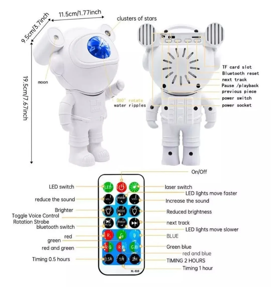 Lampara Proyector Galaxias Parlante Con Control Led Rgb