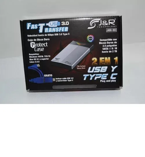 Caja Externa Sata Disco Duro 2.5'' Usb 3.0 Y Type C Jhdd-003