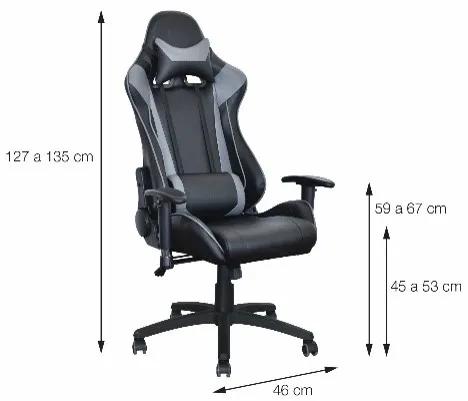 Silla Gamer 571 Oficina Escritorio Bertolini Color Negro y Gris