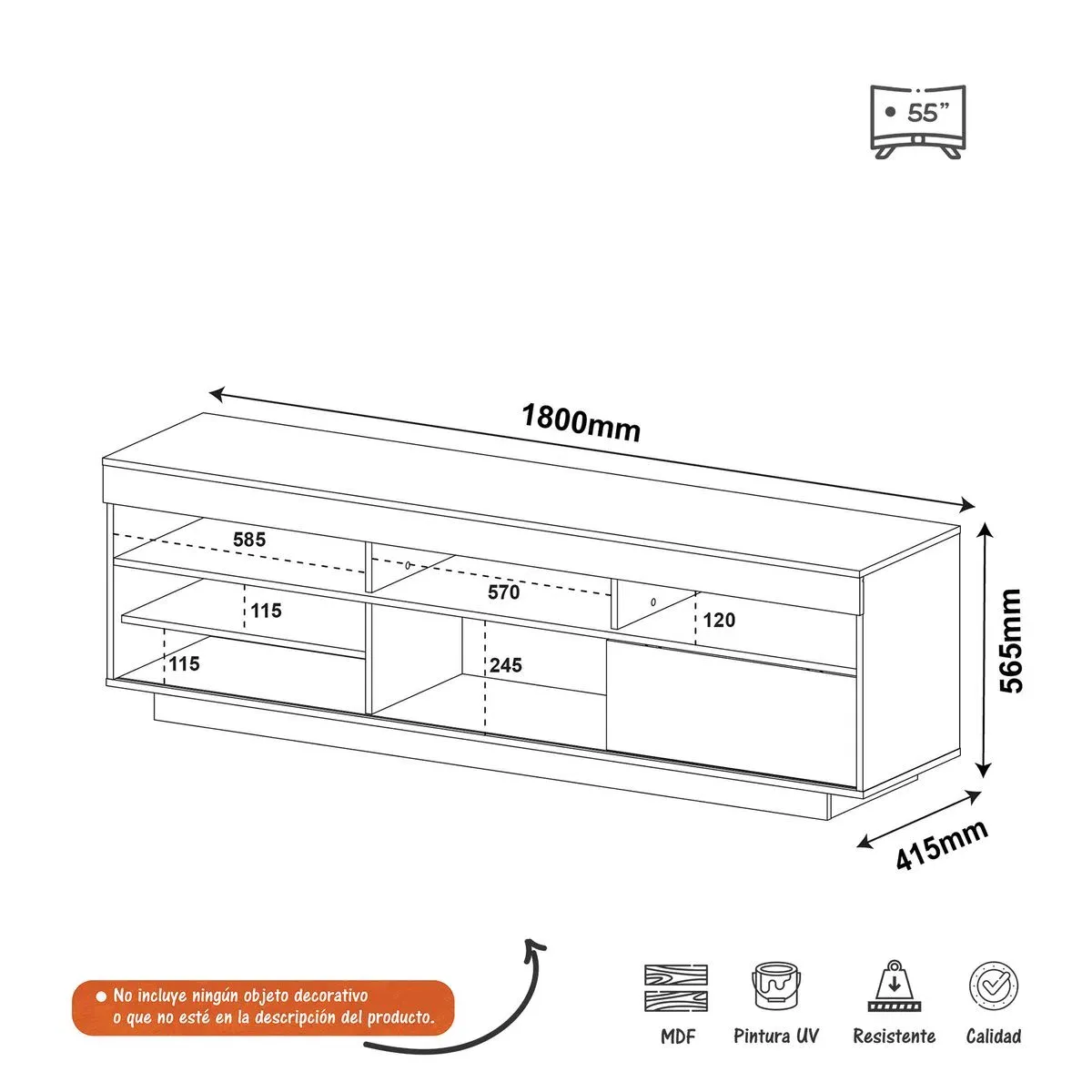 Mueble De TV 42" Bertolini Color Blanco