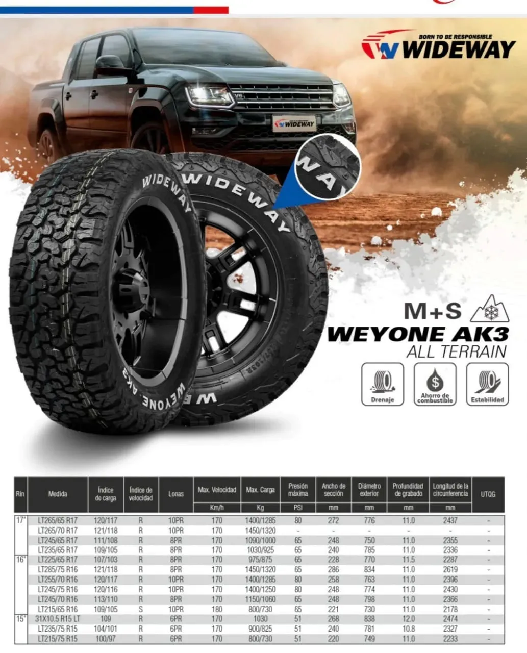 Set (2) Llantas Lt 235/75R15 Weyone Ak3 WIDEWAY 6Pr