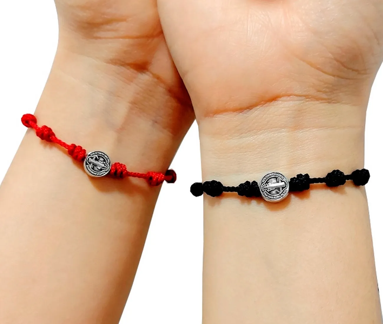 Pulsera Para Pareja San Benito Medalla Proteccion + Estuche