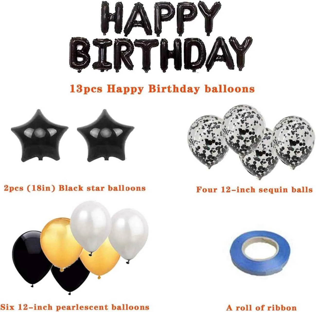 Kit Set Globo Feliz Cumpleaños Happy Birthday Estrellas