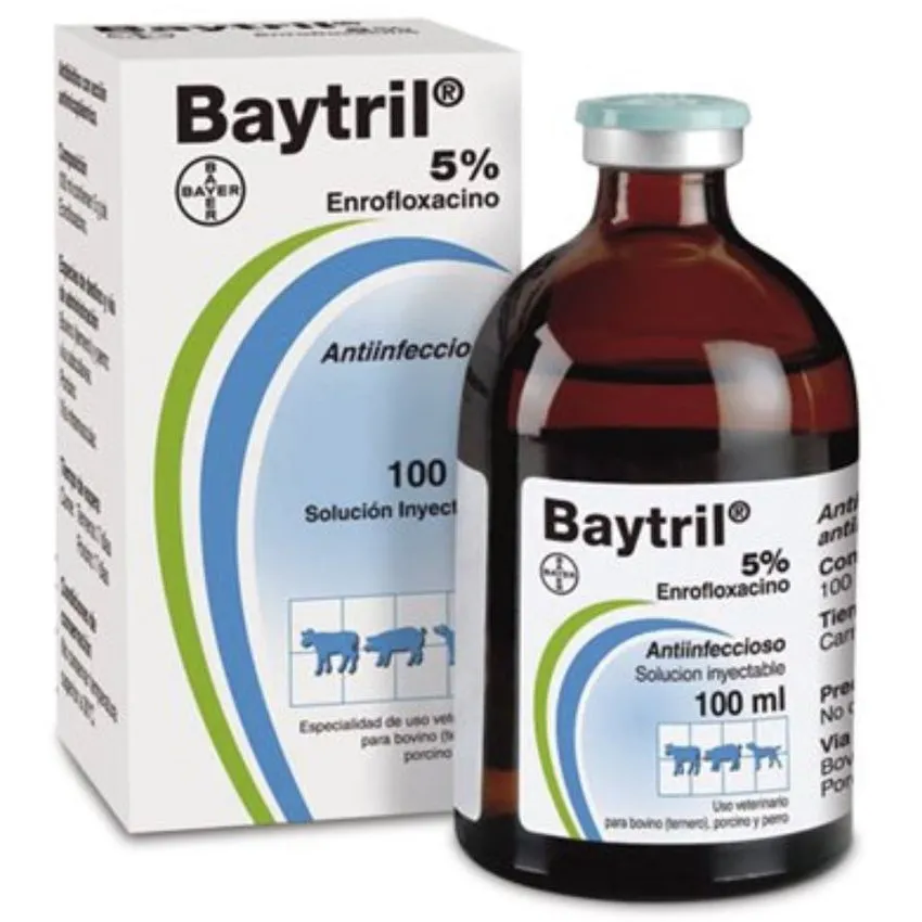 Baytril Antibiotico Inyectable Bovinos Y Otros Animales 100Ml