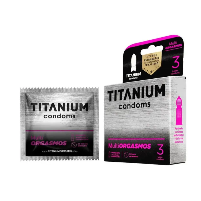  Kit Condones Preservativo Titanium *4 (Lubricado,Multiorgasmo,Ultradelgado,Retardante)