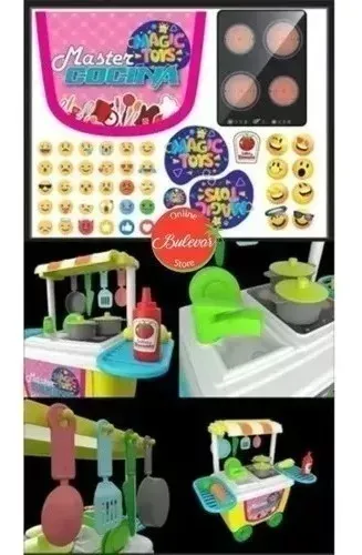 Cocinita Tipo Carrito Infantil 22 Pzs + Sticker + Accesorios