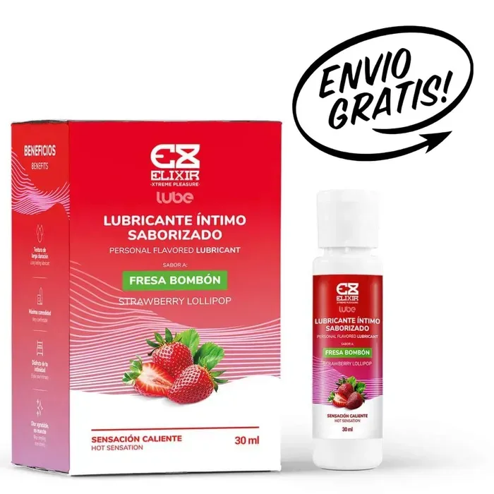 Lubricante Caliente Saborizado Elixir 30 ml Fresa Bombón