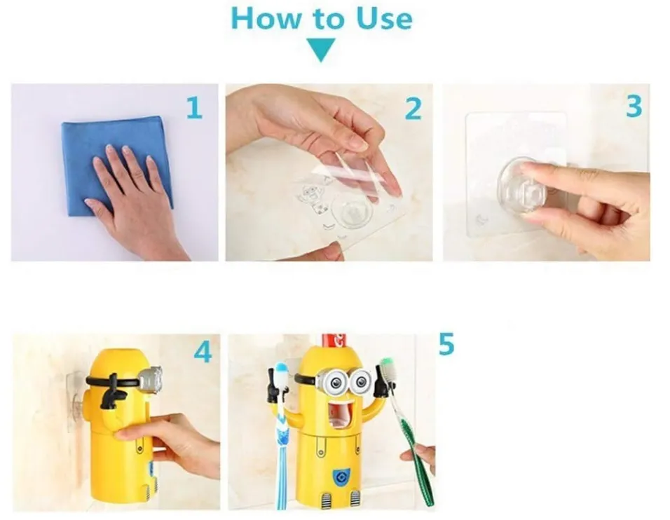 Dispensador De Crema Dental Minions Para Niños Porta Cepillo